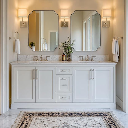 ANDY STAR Chrome Bathroom Mirror, 22x30 Inch Polished Chrome Rectangle Mirror, Scalloped Bathroom Mirror with Stainless Steel Metal Frame, Ideal for Bathroom, Living Room
