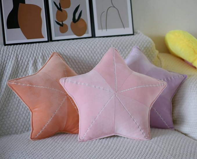 Starfish, Shell Plush Pillow, Car & Waist Cushion, Interesting Characteristic Chair Cushion (Star Pink, 19.6in)