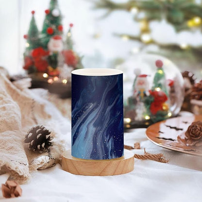 ALAZA Beautiful Navy Blue Marble Flickering Flameless Candles Battery Operated with Remote Timer,Tea Light Candles LED Pillar Votive Candles Set of 2 for Outdoor Indoor Decorations