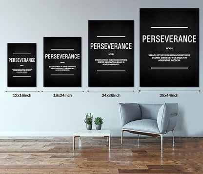 Inspirational Canvas Wall Art Motivational Painting Perseverance Noun Pictures Inspiring Entrepreneur Quote Success Posters and Prints Artwork Decor for Home Office Framed Ready to Hang (28" Wx44 H)