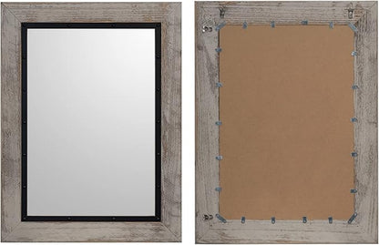 YOSHOOT Rustic Wooden Framed Wall Mirror, 30"x20", Natural Wood and Iron Bathroom Vanity Mirror for Farmhouse Decor, Vertical or Horizontal Hanging