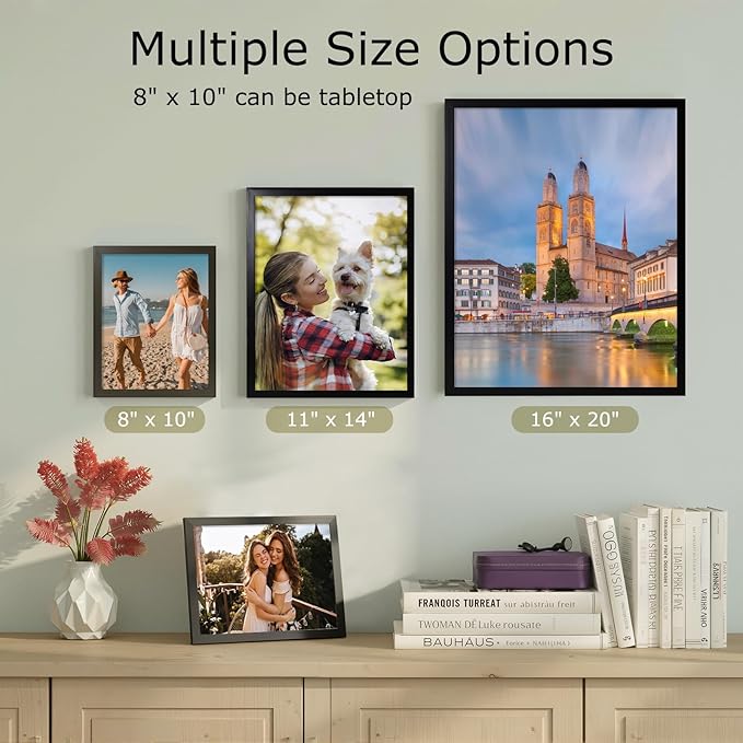 brisafe 8x10 Picture Frames Set of 6, Display Pictures 5x7 With Mat or 8x10 Without Mat, Multi Photo Frames for Gallery, Wall Mounting or Tabletop, Mothers Day Gifts, Black