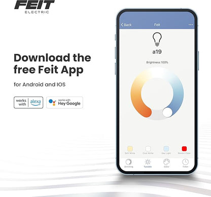 Feit Electric 4" Smart WiFi Recessed Downlight with J-Box, Color Changing RGBW + Tunable White, Compatible with Alexa, Google Assistant & Siri, Dimmable LED Ceiling Light,LEDR4XT/RGBW/CA/AG