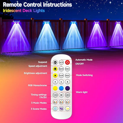 AHAWILL Outdoor Fence Lights,7 Fixed Colors & Color Changing Modes,IP67 Smart Fence Lighting with Remote Control,App Control,LED Light for Outdoor Decor,Wired 8 Packs (50ft)