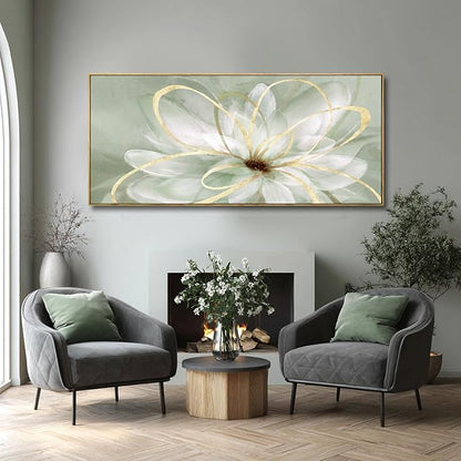 Artexist Green Floral Wall Decor Line Oversized Wall Art Modern Photo Prints 32"x70" Large Pictures for Living Room Office Decorations