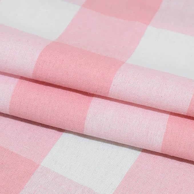 3 Pc Cotton Classic Country Farmhouse Kitchen Window Curtain Grommet Top -Pink & White Buffalo Check Tier & Valance Set, 54" x 18" / 32" x 24"