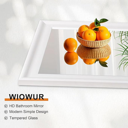 White Wood Mirror for Bathroom,Rectangle Rustic 30 x 40 inch Vanity Mirror for Wall,Wooden Wall-Mounted Hanging Mirror for Entryway,Bedroom or Living Room
