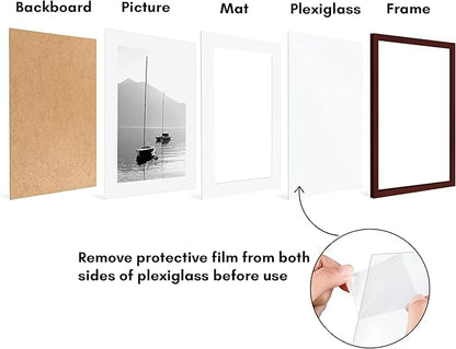 Americanflat 16x22 Picture Frame with Polished Plexiglass - Set of 5 - Use as 12x18 Frame with Mat or Display 16x22 Photo Without Mat - Galleria Collection - Picture Frames for Wall Display - Mahogany