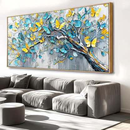Abstract Tree Wall Art - Framed Modern Canvas Painting for Living Room, Bedroom Home Office Decor, 60x30 Inch Ready to Hang