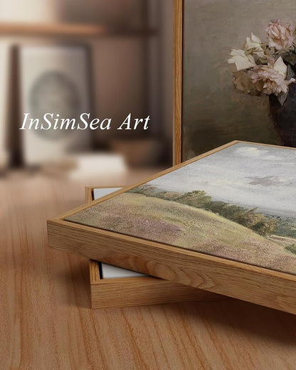 InSimSea Framed Canvas Prints Art Vintage Decor, Rural Scenery Landscape Paintings, Large Countryside Farmhouse Hanging Wall Decorations for Living Room Dining Room Bedroom, 24"x36"