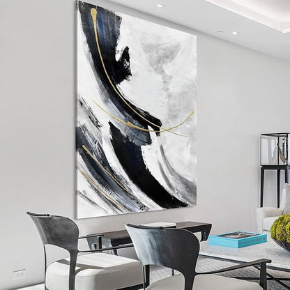 Abstract Canvas Wall Art Black and White Wall Decor Living Room Pictures for Bedroom Framed Large Artwork Office Decor for Wall