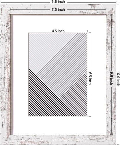eletecpro 8x10 Picture Frames Set of 10, Picture Frame Collage Wall Decor Display 5x7 Photo with Mat or 8x10 without Mat, Home Decor Gallery Frame for Table Top or Wall Mounting, Distressed White
