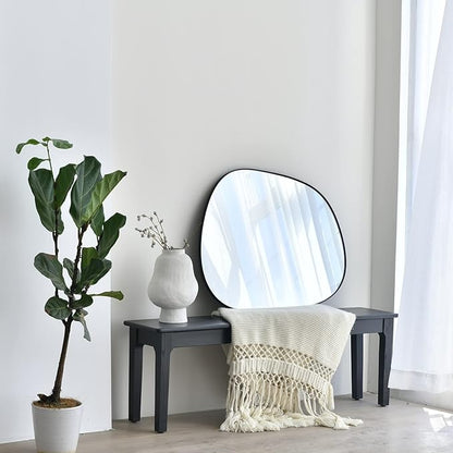 ELEHUME Asymmetrical Wall Mirror for Decor 27"*35", Modern Black Framed Wall Mirror for Living Room Bathroom Bedroom Entryway ELE-STOU-0063HEI