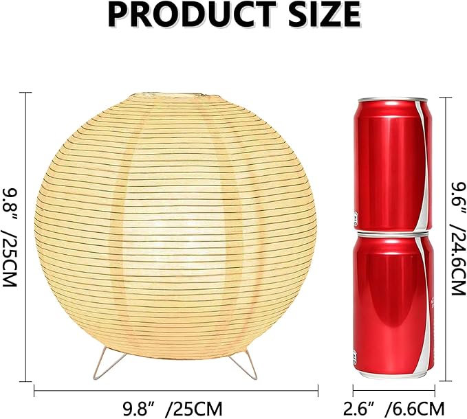 YY YEARCHY Table Lamp Paper Lamp Standing Lamps with Rice Paper Shade for Bedroom Livingroom (Ball 2 Pack)