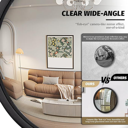 12" Matte Black Round Convex Mirror, Small Circle Wall Mirror with Thick Metal Framed, Round Decorative Wall Mirrors for Bathroom, Vanity