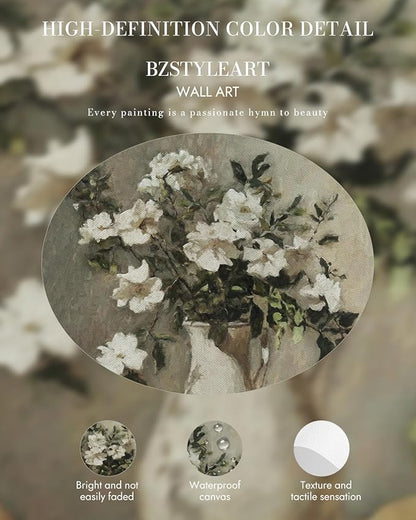 Bzstyleart Vintage Wall Art Decor for Living Room, Gold Framed Canvas Wall Art Prints Anthropologie Home Decor Aesthetic, Lemon Painting Botanical Flower Print, 12 x 16 Inch