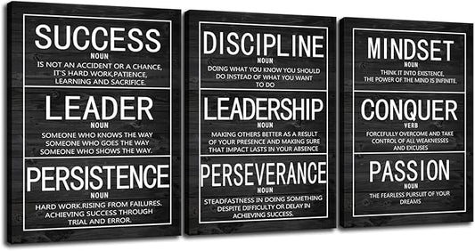 Motivational 3 Pieces Poster Inspirational Canvas Wall Art Prints Artwork for Living Room Office Modern Home Decor Inspiring Painting Pictures Stretched and Framed Ready to Hang [36''Wx 16''H]