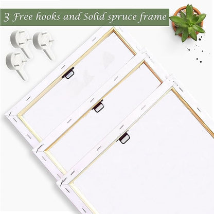 AOYUSMO 3 Piece Canvas Wall Art Kitchen Wall Art Sage Green Pictures Botanical Paintings Farmhouse Artwork Eucalyptus Nature Art Prints for Dining Room 12"x16"