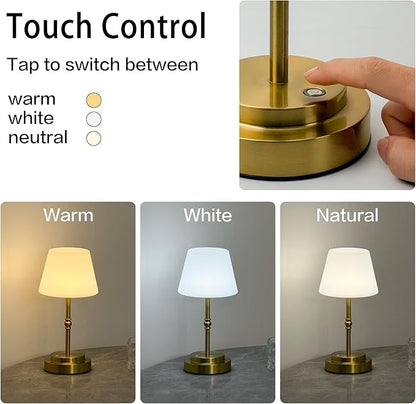 Cordless Table Lamp Rechargeable, 5200mAh Battery Operated Table Lamp with Touch Control, Stepless Dimmable, 3 Color Temperatures, Soft Ambient Lighting USB-C Lamp for Bedroom, Bedside, Dining Table
