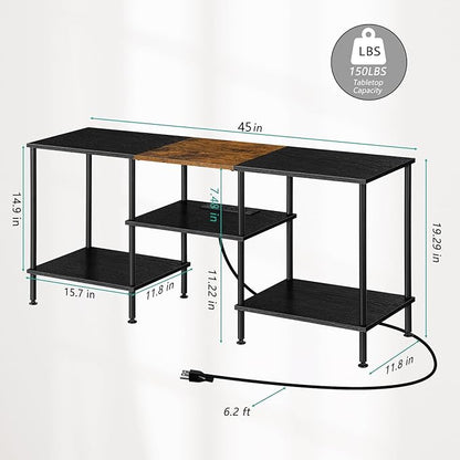 OYEAL Black Bedroom TV Stand with Power Outlets up to 50 inch TV, Small Entertainment Center Stand with Storage Modern Media TV Console Table for Living Room Bedroom