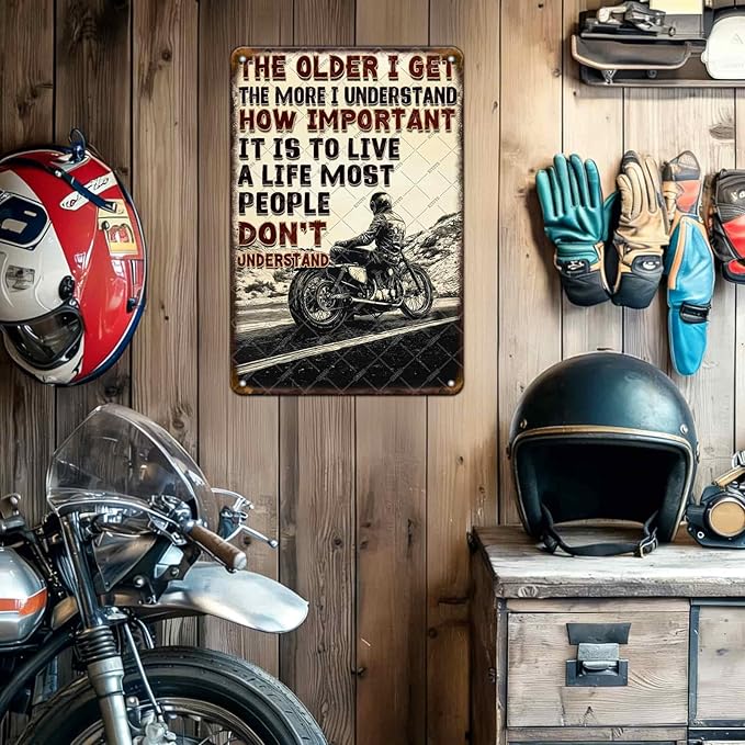 Biker Metal Sign Vintage Motorcycle Art Wall Decor Motorcycle Inspiration Tin Poster Home Garage Office Gas Station Classic Man Cave Bedroom Decor 12x16 Inch