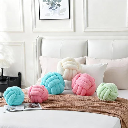 Knot Pillow Ball Plush - Decorative Throw Pillows for Bed Relieve Stress, Round Knot Cushion for Sofa Decor Pet Toy, Teal 12 inch