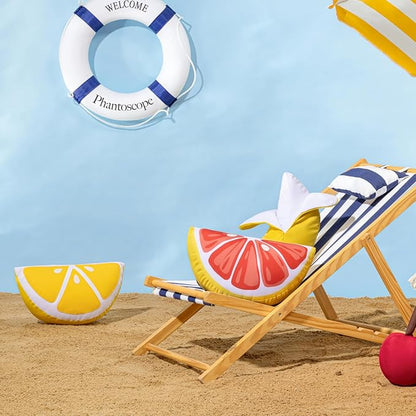 Phantoscope Fruit Outdoor Shaped Pillow Series Lemon Wedge Shaped Waterproof Outdoor Throw Pillow with Leather Decorative, Cushions for Fun Home Decor for Patio, Pool, Yellow, 9.5 x 18 inches
