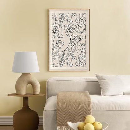 ASTRDECOR Abstract Framed Wall Art, Minimalist Boho Art Prints Women Portrait Line Art Wall Decor, Mid Century Wall Prints, Boho Wall Art Canvas for Living Room, Bedroom - 20''x30''
