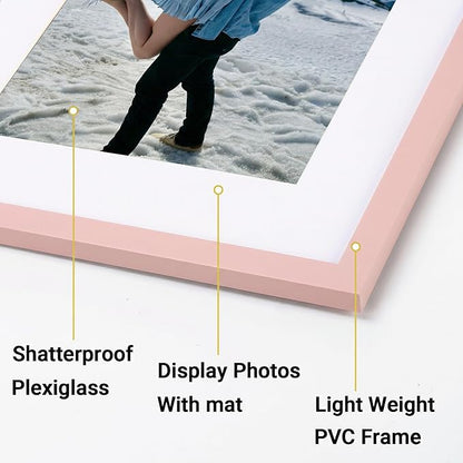 Giftgarden 14 Pack Pink Picture Frames Set, 2pcs 11x14 Matted for 8x10, 6pcs 8x10 Matted for 5x7, 6pcs 5x7 Matted for 4x6, Gallery Frame Collage for Wall or Tabletop Display