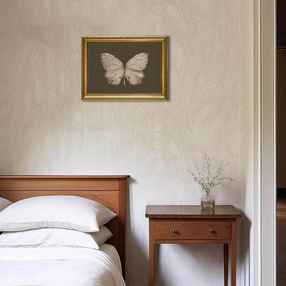YD&YZY Gold Framed Vintage Wall Art Canvas Classical Butterfly Dark Gray Farmhouse Wall Decor Retro Moody Aesthetic Art Painting Picture Print Artwork Decor for Bedroom Bathroom 12x16 inch Framed