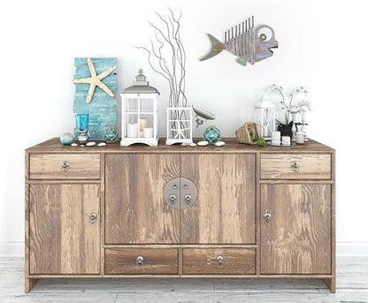 Driftwood Fish Nautical Wall Decor - Handmade Wooden Rustic Coastal Wall Art for Living Room, Bedroom, Office, Bathroom - Ocean Beach Decoration (Mako)