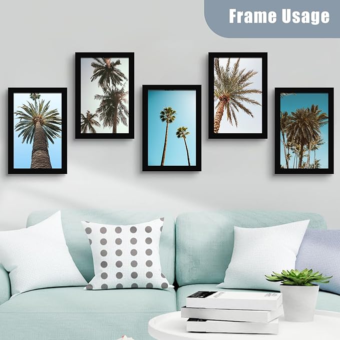 BESCRCL 8x12 Picture Frame Black Set of 6, Display Pictures 8x12 Without Mat for Wall Mounting