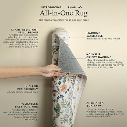 Washable Kitchen Rug Runners for Hallways: 2'x10' Bedroom Rug Non Slip Low Pile Stain Resistant Soft Indoor Floor Carpet Runner Rug for Entryway Hallway Kitchen Laundry Room Farmhouse