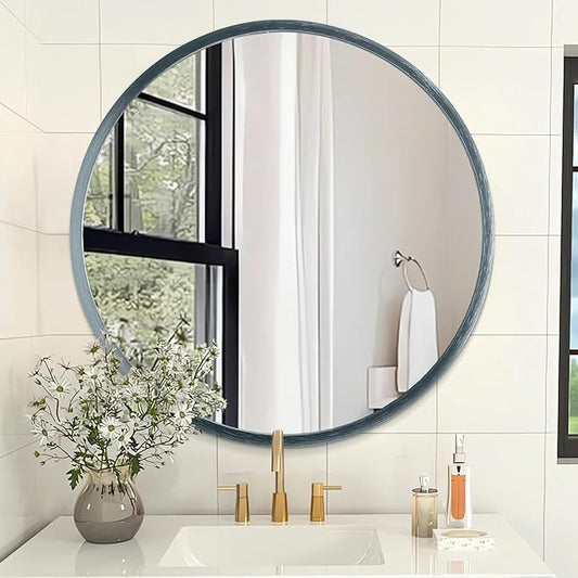 AOAOPQ Mirror for Wall Small Round Mirrors for Bathroom Entryway Living Room Hallway Bedroom Sapphire Turquoise Matte Frame Anti-Rust Hangs