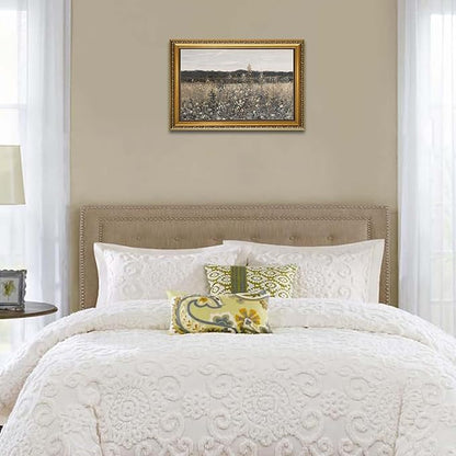 YD&YZY Gold Framed Vintage Wall Art Canvas Landscape Meadow with Flowers Farmhouse Wall Decor Rustic Modern Cottagecore Nature Painting Picture Print for Bedroom Home Decor 16x24 inch Framed