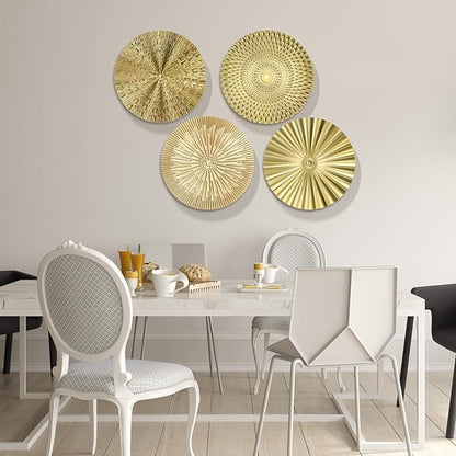 IANFAN 4 Pcs 12 Inch Metal Wall Art Decor Gold Sunburst Hanging Artwork Decor Modern Metal Wall Art Decorations for Home Living Room Bedroom Office Gift