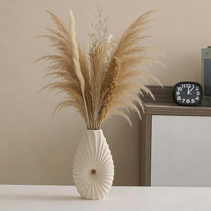 Minimalist Ceramic Flower Vase in Off-White Stoneware – 7.5’’/19cm, Artistic & Stylish Design, Perfect for Small Spaces, Home & Office Decor