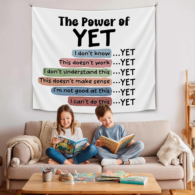 Soft Flannel Wall Tapestry – The Power of Yet Inspirational Tapestry,Cute Wall Hanging Decor for Bedroom Living Room Kids Room Decor,Birthday Party Wall Art Decoration 59x51 inch(Colorful-The power)