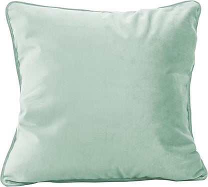 FDP 18" x 18" Velvet Square Pillow Set with Piping; Decorative Throw Pillow for Home Décor in Living Room, Bedroom or Lounge (2-Pack) - Aloe, 15158-347