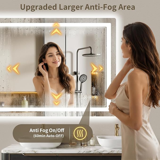 30"x36" LED Bathroom Mirror with Lights, Backlit + Front Lit, Anti-Fog, Lighted Bathroom Mirror for Wall, HD Shatterproof Tempered Glass, Dimmable, Memory Function (Horizontal/Vertical)