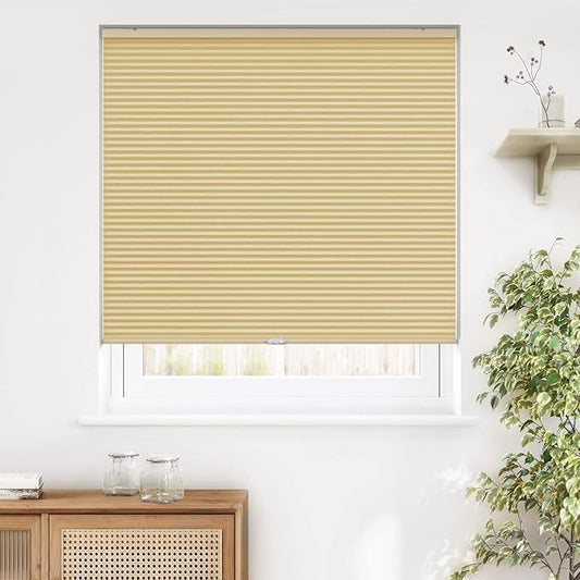 LazBlinds Cordless Cellular Shades, Blackout Room Darkening Custom Cut to Size Honeycomb Shades Thermal Insulation Noise Reduction Blinds for Windows, Yellowish-Brown