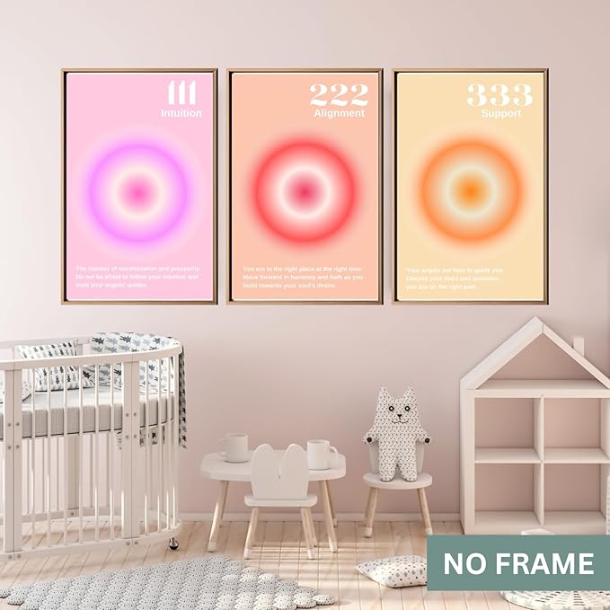 Gradient Aura Angel Numbers Poster Sets for Room Aesthetic Inspirational Quotes Wall Art Paintings Abstract Minimalist Room Wall Decor - 11x17in LAMINATED - No Frame (Angel Numbers 111, 222, 333)
