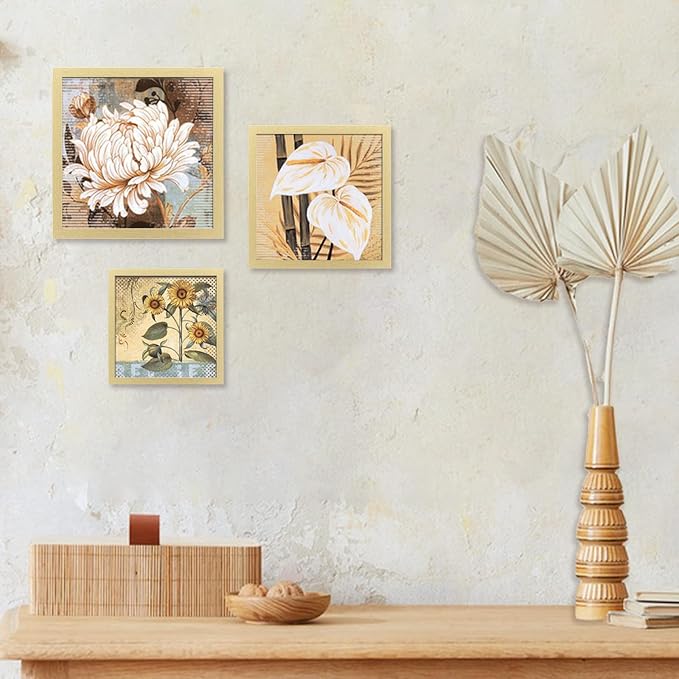 HEART ART 12x12 Gold Picture Frame Set of 9, Display Pictures 8x8 with Mat or 12 x 12 without Mat, Multi Collage Gallery Square Gold Photo Frames for Wall