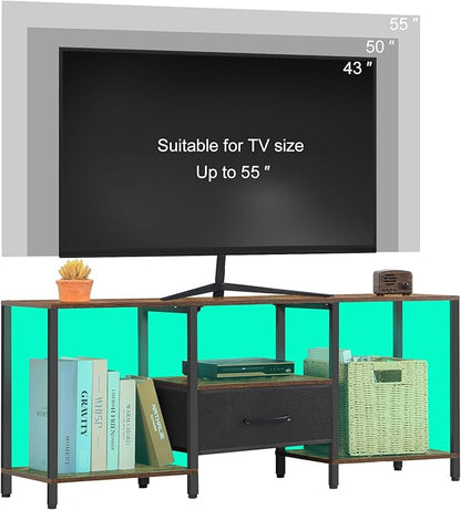 LIANTRAL Black Bedroom TV Stand with Storage Cabinet up to 50 inch TV, Small TV Console Table with Power Outlets 45 inch Media Entertainment Center for Living Room Bedroom (Rustic Brown)