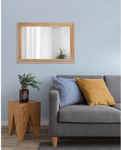 AAZZKANG Rustic Mirrors for Wall Rectangle Wooden Frame Hanging Mirror for Bedroom Bathroom Living Room Entryway Large 20"x16"