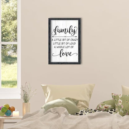 AuraPeak Family Wall Decor For Family A Little Bit Of Crazy Sign Hallway Entryway Horizontal Home Modern Positive Farmhouse Living Room Wall Hanging Art (Black 16"×10")
