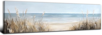 Large Abstract Ocean Wall Art Beach Picture Coastal Room Decor Seaside Landscape Wall Decor Nautical Canvas Prints Poster Seascape Painting for Living Room Bathroom Vintage Nature Sea Artwork Decorations 14x48"