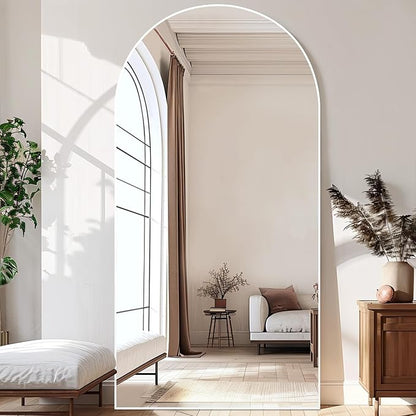 MELOMOIR Arched Full Length Mirror, 81"x41" Oversized Floor Mirror Freestanding, Large Full Body Mirror for Bedroom Living Room Home Gym, White Mirror Full Length with Tempered Glass, Workout Mirror