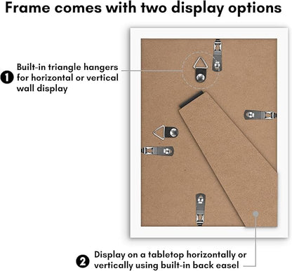 Americanflat 5x7 Picture Frame with Polished Plexiglass - Set of 5 - Use as 4x6 Frame with Mat or Display 5x7 Photo Without Mat - Galleria Collection - Picture Frames for Tabletop and Wall - White