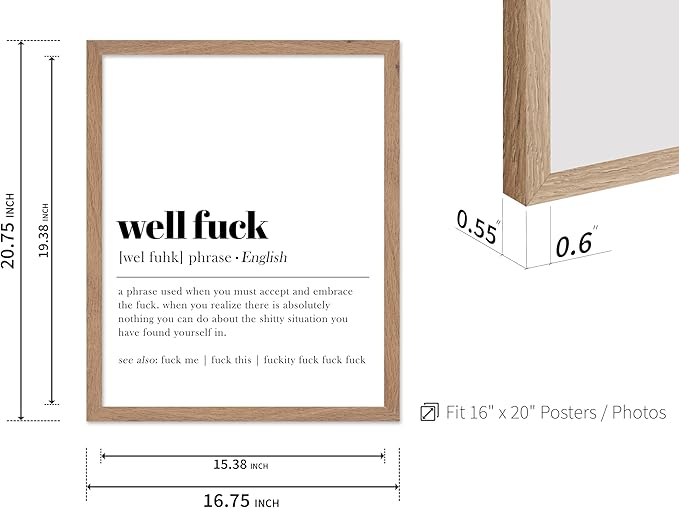 Poster Master Definition Print - Typography Poster - Dictionary Art - Minimal Gift for Men & Women - Funny Wall Decor for Dorm, Bedroom or Living Room - 16x20 Beige Framed